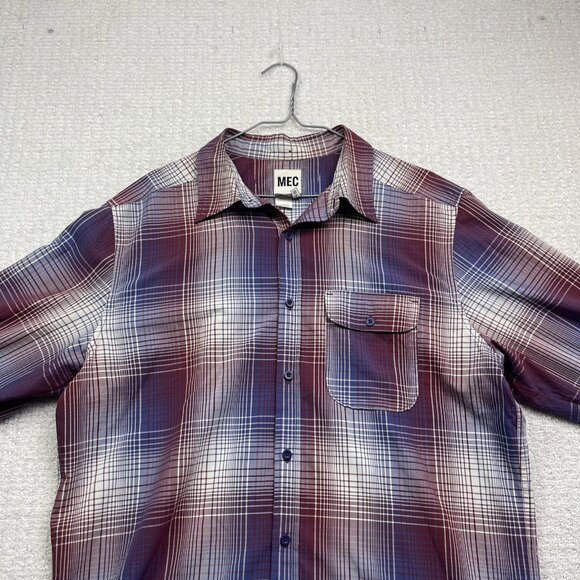 Mountain Equipment Co-op MEC light Hiking Button Shirt Men L Plaid Red / Blue - Picture 6 of 13